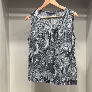 Evan Picone Black and White Pleated Tank Top